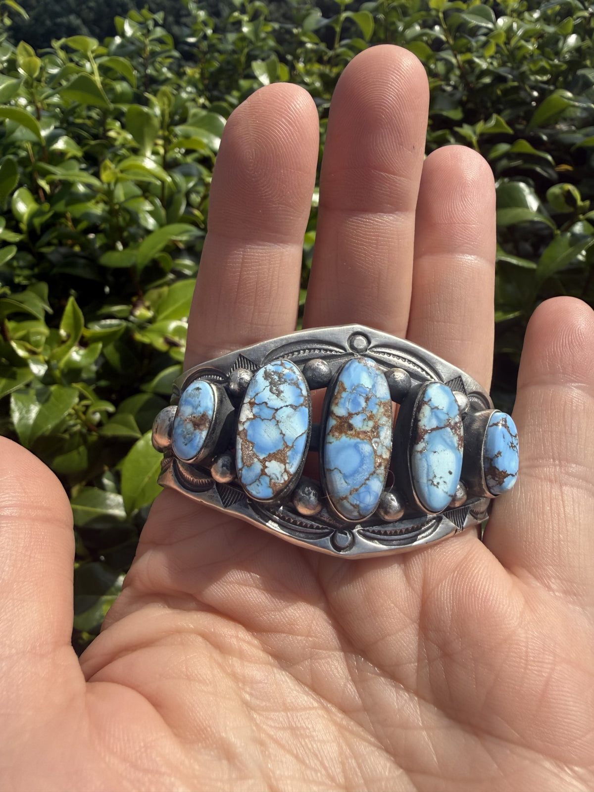 Sterling Silver, Golden Hills Turquoise, Chimney Butte Cuff Bracelet