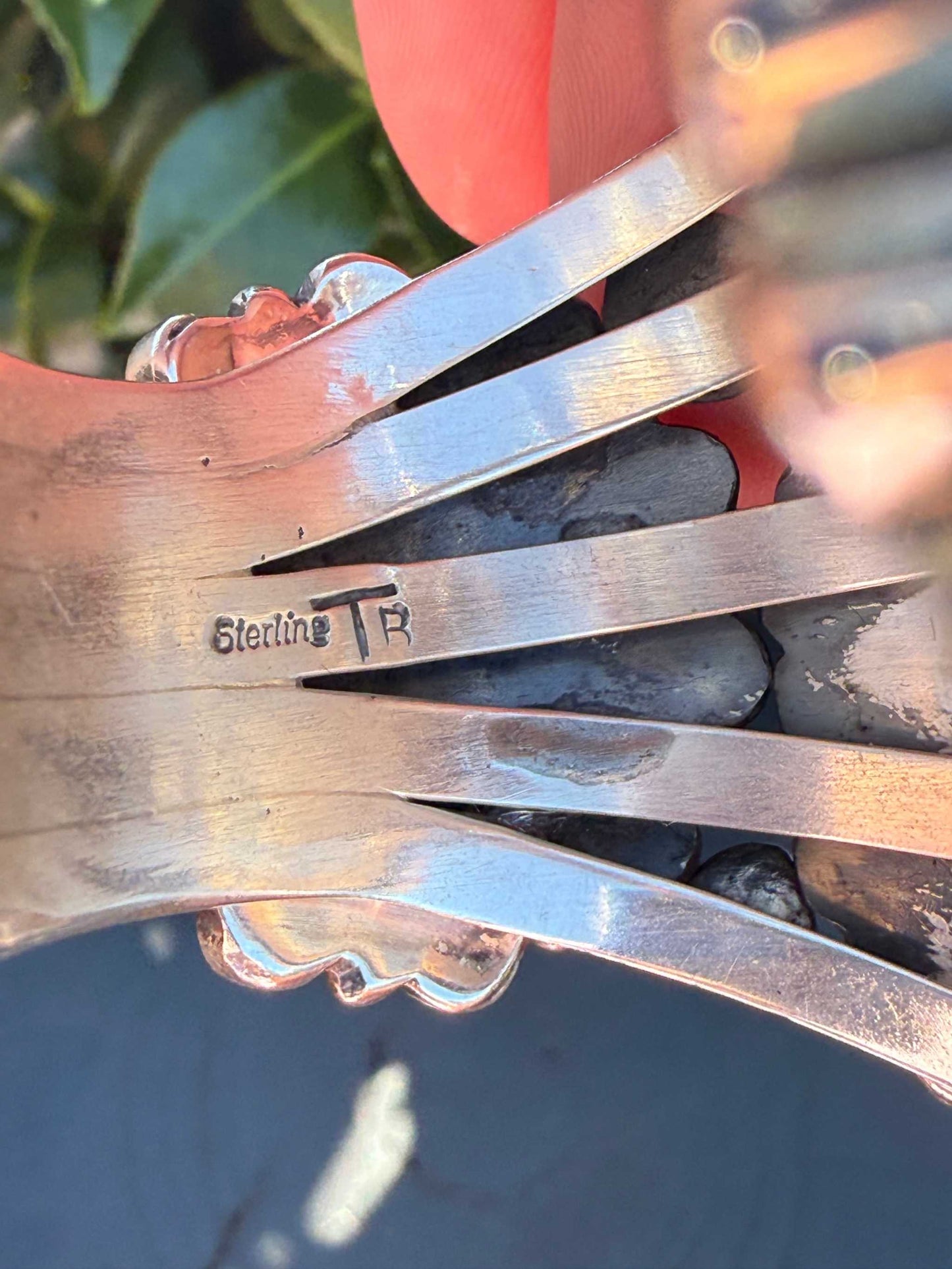 Tyler Brown cuff in Number eight Turquoise and Mediterranean coral