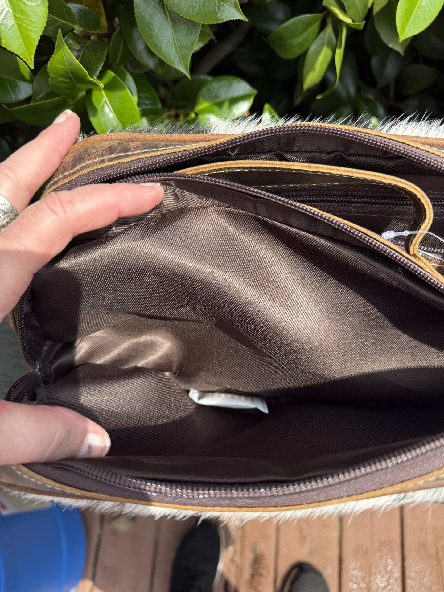 Cowhide and Tooled Toiletry Bag with double zipper, spacious interior, Western design, 11x5.5x4 inches, stylish travel organizer