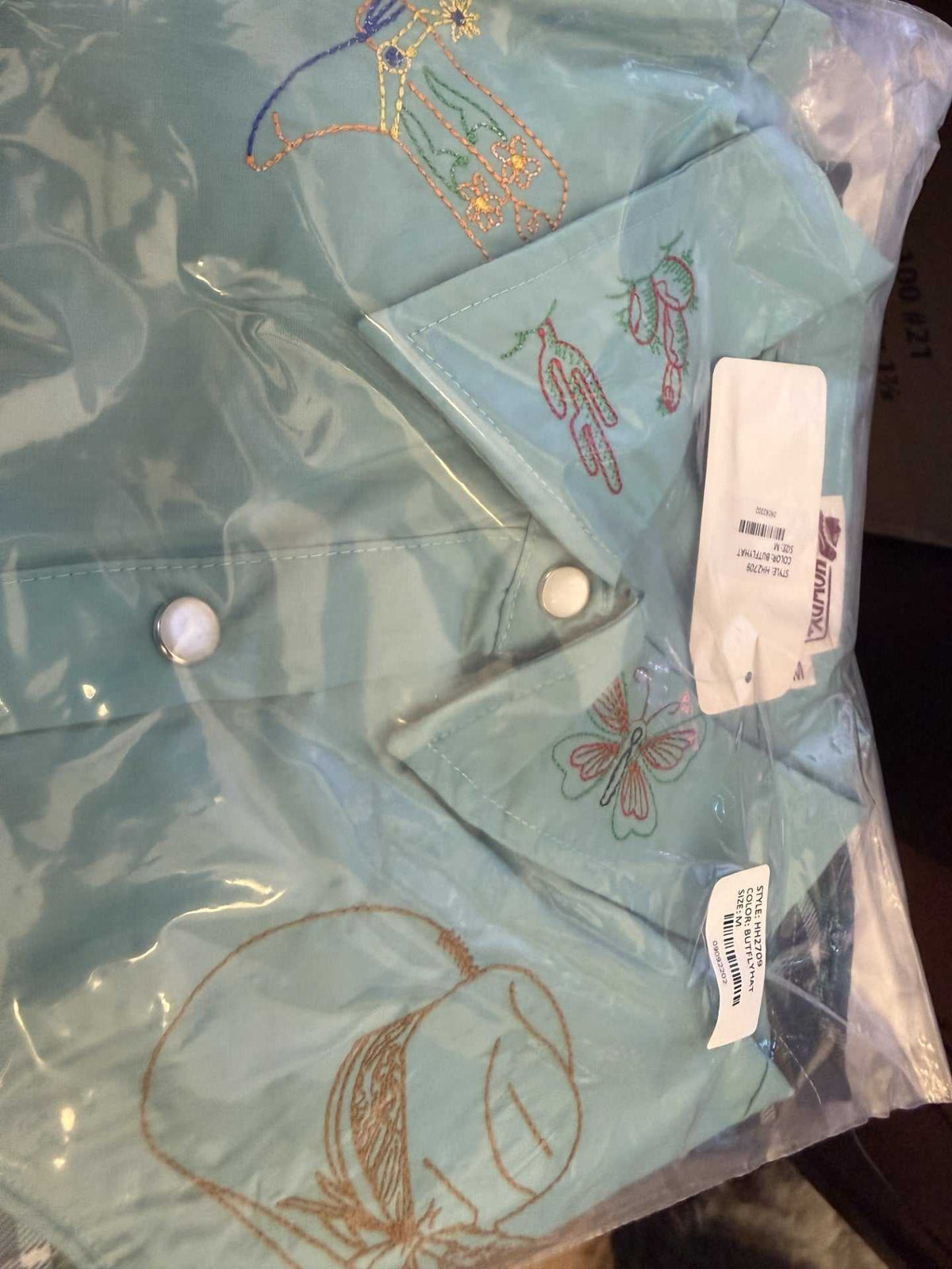Howdy Hanny long sleeve flannel shirt with butterfly and hat embroidery