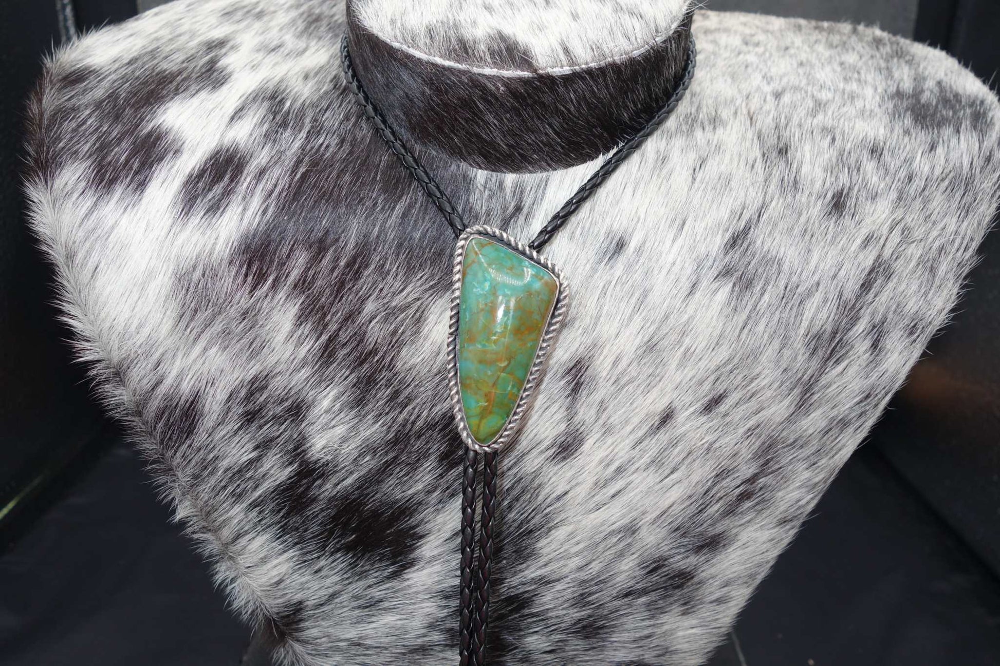 Beautiful Bolo with Golden Kingman Turquoise Native American jewelry piece by Michael Gleason