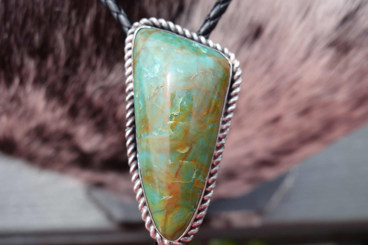 Beautiful Bolo with Golden Kingman Turquoise by Michael Gleason Native American jewelry piece