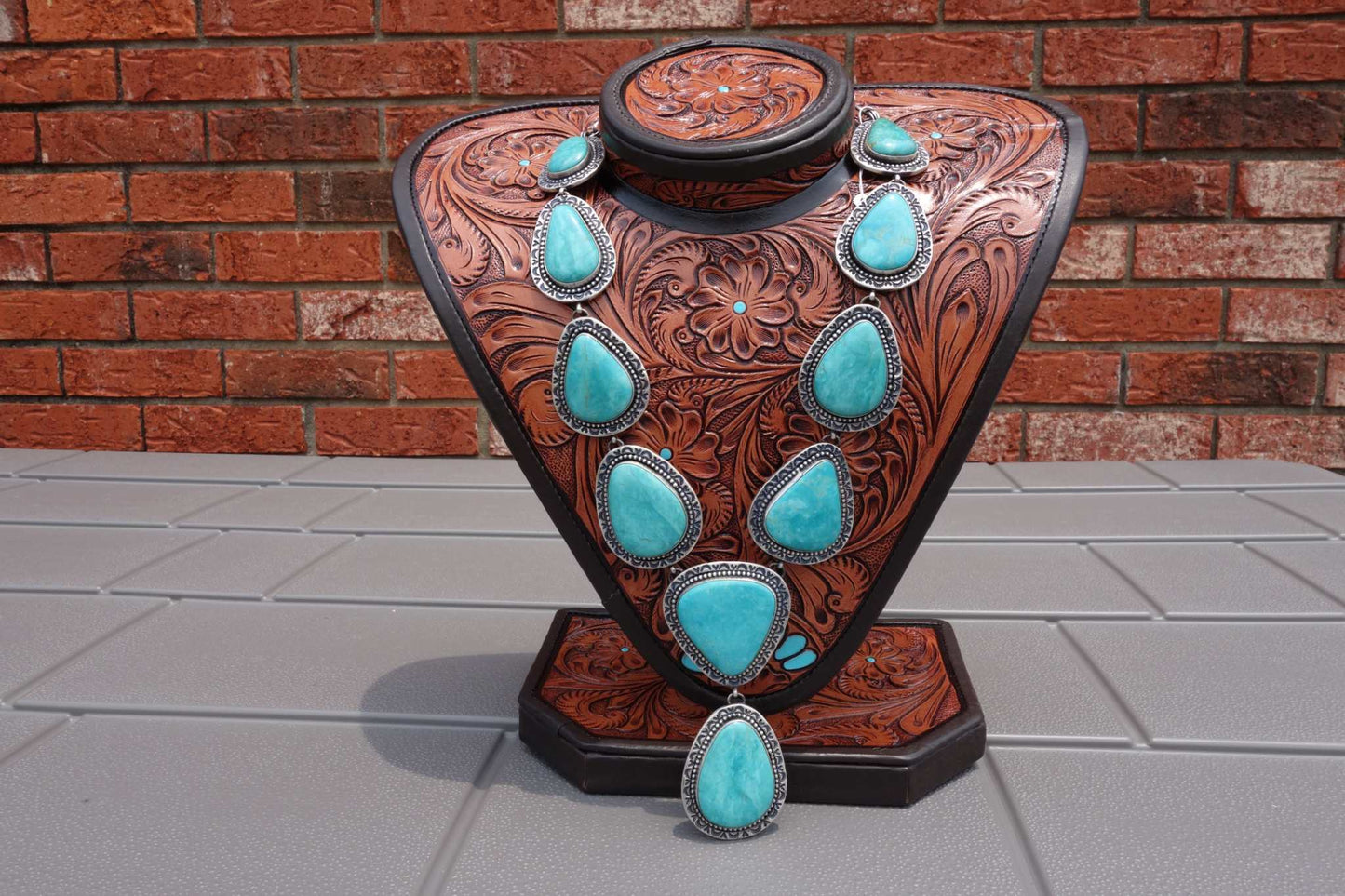 Heavy Sterling Silver Calibrated Armenian Turquoise Necklace