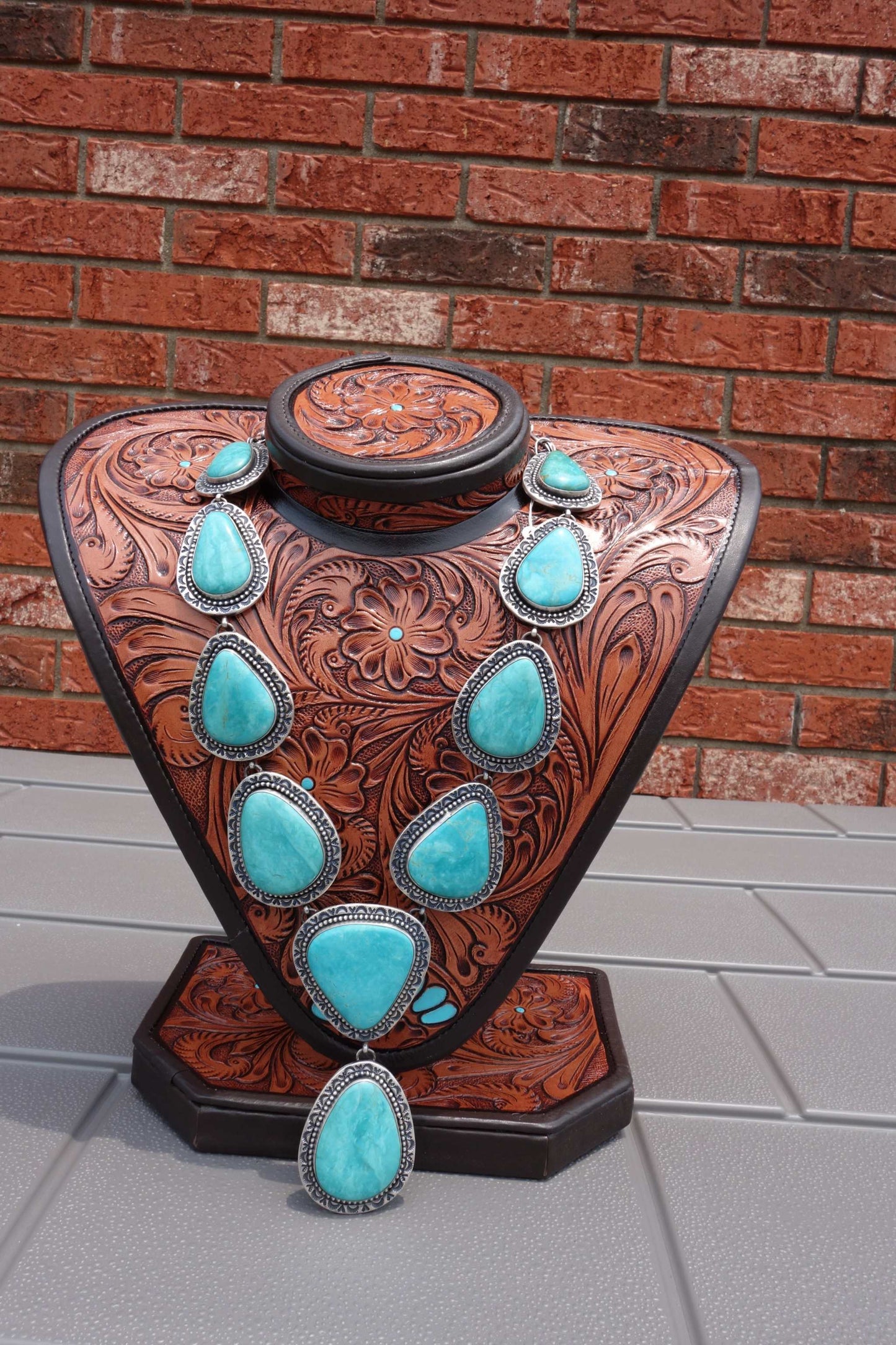 Heavy Sterling Silver Calibrated Armenian Turquoise Necklace