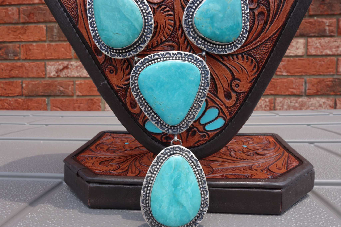 Heavy Sterling Silver Calibrated Armenian Turquoise Necklace