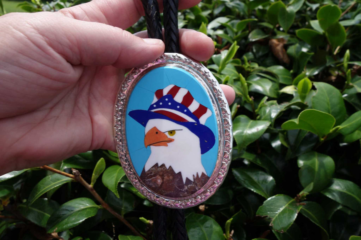 Desson Inlay Calvin Desson Silver Navajo Handmade Bolo | Multi Inlay Design – Sunset ...