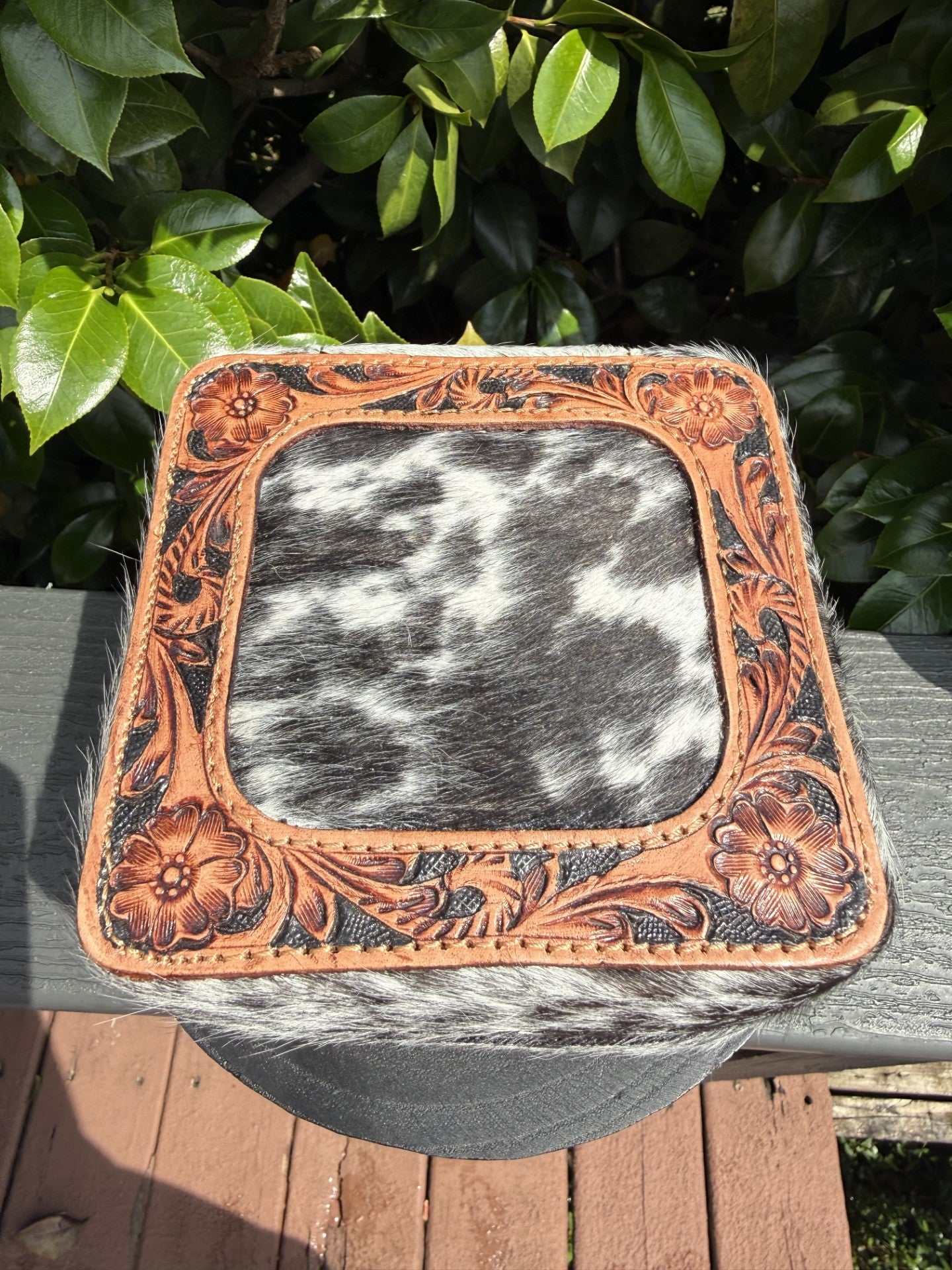 Cowhide and Tooled Travel Jewelry Box handmade stylish storage solution compact size