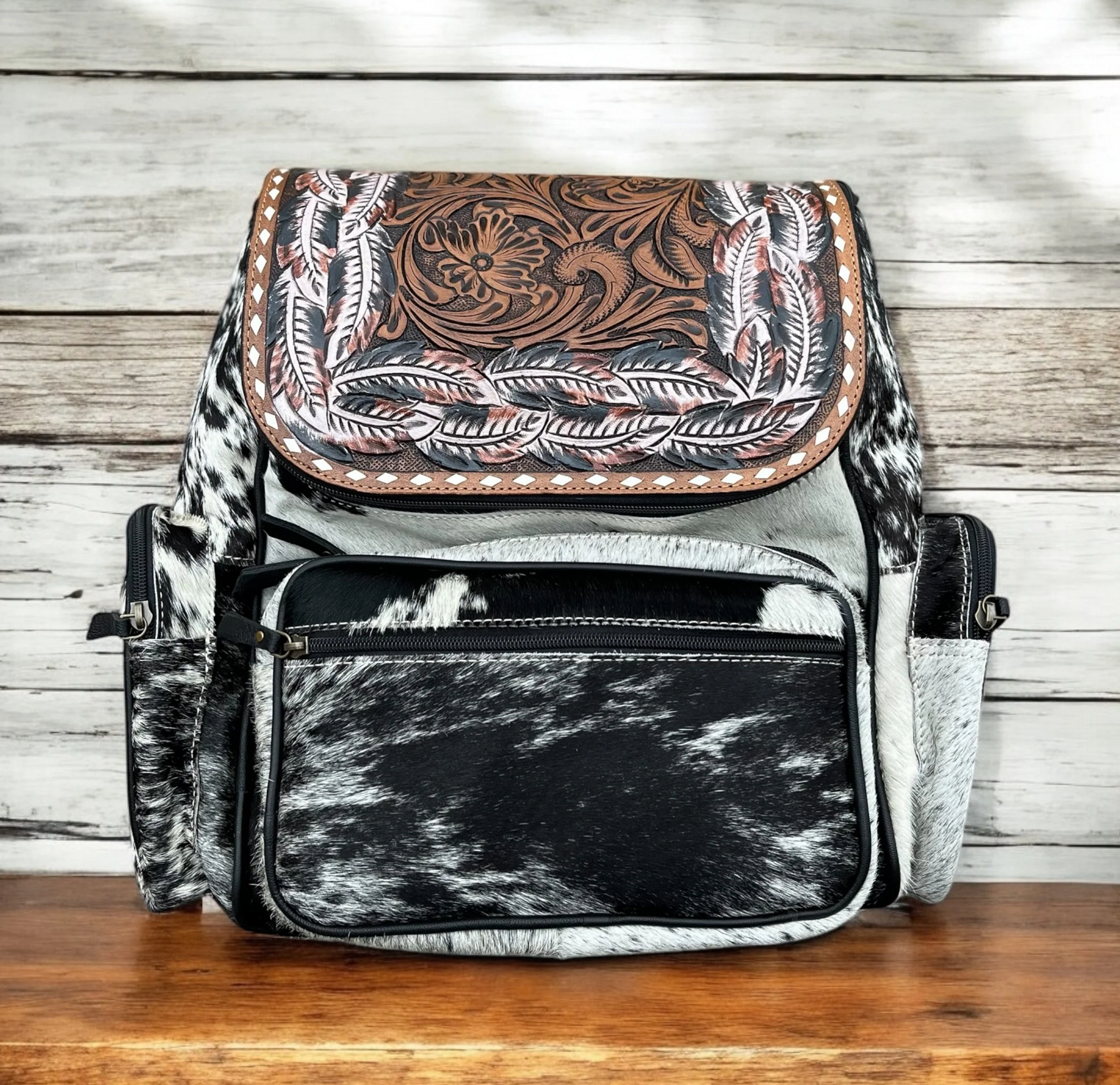 Bella cowhide & tooled backpack