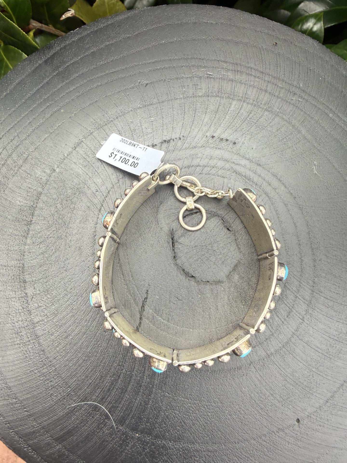 large turquoise sterling silver tq drop link bracelet by raymond coriz